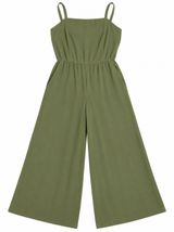 Old Navy Olive Green Wide-Leg Cropped Jumpsuit – Size L Photo 0