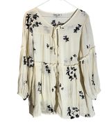 Figueroa & Flower Embroidered Floral Peasant Tunic Blouse, Size XL/18W Photo 0