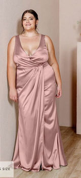 Revelry Blair Satin Gown Bridesmaid Dress in Rose Quartz Size 4 Photo 0