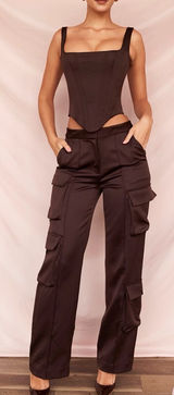 Host‎ of cb Daria cargo chocolate trousers pants NWOT size XS Photo 0