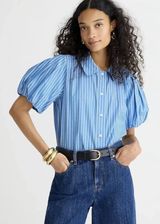 J. CREW Gamine Puff Sleeve Shirt in Stripe Size 4 Photo 0