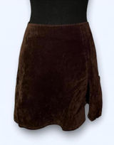 Vintage Y2K Brown Velvet Mini Skirt Side Slit Size Small Photo 0