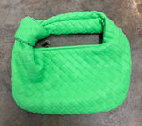 Neon Green Intrecciato Knotted Mini Jodie Style Bag Hobo Purse Photo 0