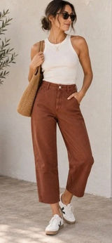Everlane The Utility Barrel Pant Rosewood Brown Organic Cotton Size 6 NWT Photo 0