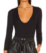 Intimately Free People‎ Black Long Sleeve Scoop Neck Bodysuit XS Photo 0