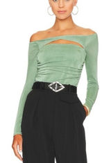 Not Yours To Keep‎ Marilla Bodysuit Long Sleeve Sage Green Revolve Size Medium Photo 0