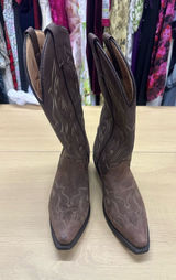 Laredos Women’s Brown Leather Lea Vamp Fox Western Boots Size 7W EUC Photo 0