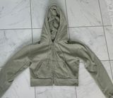 John Galt Green Cropped Zip Up Hoodie Photo 0