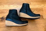Papillio by Birkenstock Ebba Black Natural Leather Wedge Ankle Boots Booties 7 Photo 0