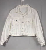 White Fringe Medium Buttondown Jean Jacket Festival Western Cowboy Country Photo 0