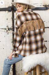 Boutique Studded Fringe Flannel Photo 0