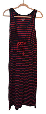 Lauren Ralph Lauren Striped‎ Maxi Dress Large Navy & Red Sleeveless Tie Waist Photo 0