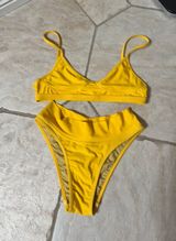 Large yellow GNASH swim swimsuit, full coverage bottoms Photo 0