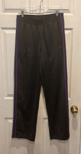 Adidas Womens Track‎ Pants Gray Purple 3-Stripe Straight Leg Elastic Waist L Y2K Photo 0