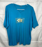 Disney‎ women’s medium blue decal v-neck shirt sleeve casual relaxed tshirt XL Photo 0