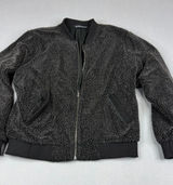 Brandy Melville Teddy Sherpa Bomber Jacket One Size Black Gray Fuzzy Y2K Zip Photo 0