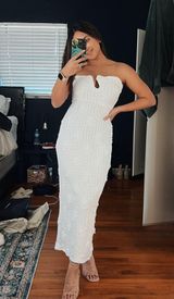 Selfie Leslie Textured White Midi Dress Photo 0