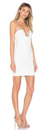 by the way REVOLVE White Strapless Mini Dress Size Large Bodycon Lace Up Chain Party Club Photo 0