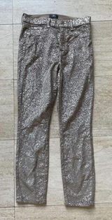 Seven 7 For All Man Kind Pants Size 28 Gold Marble Shimmer Designer Pants‎ Photo 0
