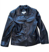 Valerie Steves New Zealand Lambskin Leather Jacket Buttoned‎ Black Size M Photo 0