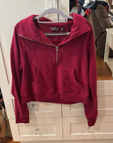 Pink Cropped Quarter-Zip Sweatshirt Photo 0
