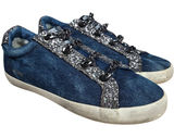 Vintage Havana Denim Glitter Chain Embellished‎ Low Top Sneakers Shoes Womens 10 Photo 0