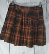 Hot Topic Pleated Orange and Black Plaid Skater Grunge Punk Mini Skirt Photo 0