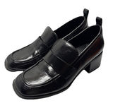 Abercrombie & Fitch Black Block Heeled Loafer Faux Leather Women’s Size 7 Y2K Photo 0