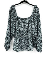 Nine West Floral Print Smocked Waist Peplum Blouse Boho Festival Peasant Top PM Photo 0