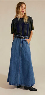 the We The Free Sidney Denim Circle Maxi Skirt by Free People, 26 Photo 0