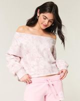 Hollister Pink Camo Off The Shoulder Sweatshirt Photo 0