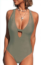 CUPSHE Women One Piece Swimsuit Deep V Neck Strappy Swimwear Bathing suit‎ small Photo 0