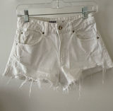 Garage White Distressed Frayed Hem Denim Shorts Photo 0