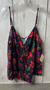 Ava & Viv Floral Print Camisole Top Women Size XXL Black Red Purple Cami Photo 0