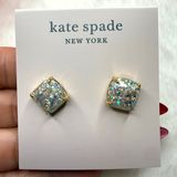 KATE SPADE New York Gold Plated Opal Glitter Small Squared Stud Earrings Photo 0