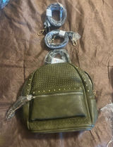 Olive Green Faux Leather Women’s Backpack Purse Photo 0