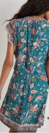 Anthropologie Zenia Green Floral Dress size Medium Photo 0