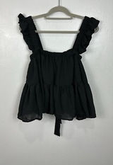 A ltar'd State Black Sleeveless Ruffle Babydoll Crop Top Photo 0