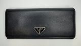 Prada Large Saffiano Calfskin Leather Wallet - Black - Preowned Photo 0