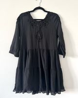 Free People Black Lace & Embroidery Sheer Dress M Like New Photo 0