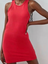 Sunday‎ Best Aritzia Red Ribbed Racerback Bodycon Mini Dress M Photo 0