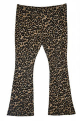 Topshop Leopard Print Flare Pants Women US 12 Brown Black Animal Print Photo 0