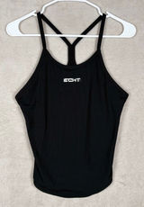 ECHT Ribbed‎ Tank Top Women Large Black Unlined Racerback Athletic Gymcore Photo 0