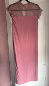 ASOS Pink Lace Yoke Bodycon Midi Dress Size 6 Photo 0