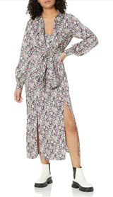 $395 Cinq A Sept Women's Blue Multi Quin Floral Print Long Sleeve Dress‎ Size 2 Photo 0