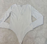 Aritzia Babaton Contour Womens L VNeck Long Sleeve White Preppy College Minimalist Glam Photo 0