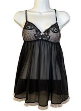 Victoria's Secret Sheer Black Pink Babydoll Lingerie Top Size Small Photo 0
