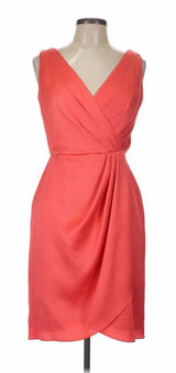Lela Rose Bridesmaid Dress Women 10 Coral Orange Cocktail Draped Wedding Guest Photo 0
