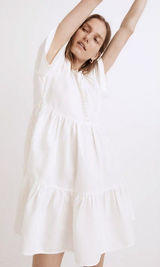 Madewell Women's $128 Linen-Blend Tiered Mini Dress Size S NF890 Photo 0