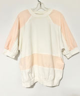 Vintage 80s Striped Sweatshirt Peach White Colorblock Crewneck Stranger Things M Photo 0